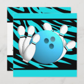 Neon Zebra Stripe Bowling Party Kaart (Voorkant / Achterkant)