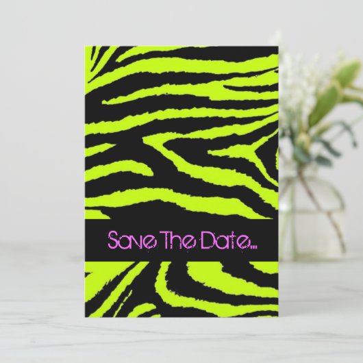 Neon Zebra Sweet 16 Uitnodiging (Staand voorkant)