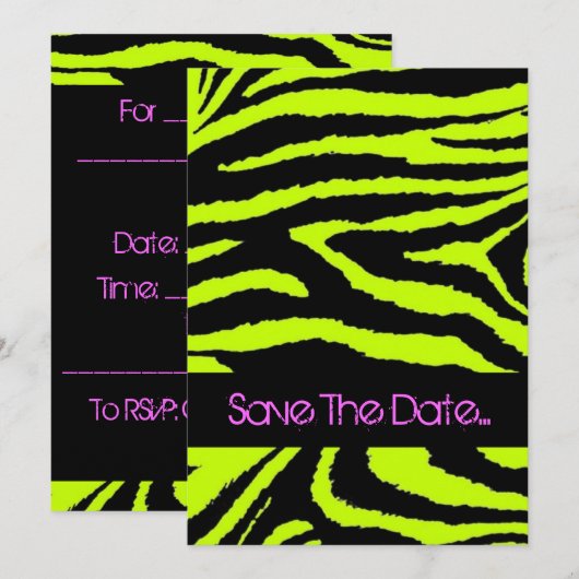 Neon Zebra Sweet 16 Uitnodiging (Voorkant / Achterkant)