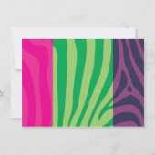 Neon Zebraprint Bowling Glow-kom Feest Uitnodiging (Achterkant)