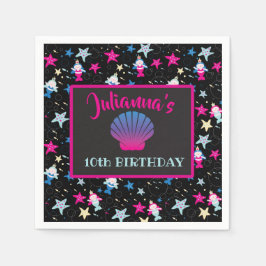 NEON Zeemeermin Zee Life Fish Zeester Verjaardagsf Servet