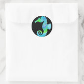 Neon Zeepaard Ronde Sticker (Tas)