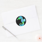 Neon Zeepaard Ronde Sticker (Envelop)