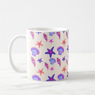 Neon Zeeschelp Mermaidcore Naadloos Patroon Koffiemok