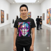 Neon Ziel | Abstracte Pop Art Portret T-shirt