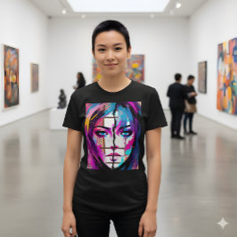 Neon Ziel | Abstracte Pop Art Portret T-shirt