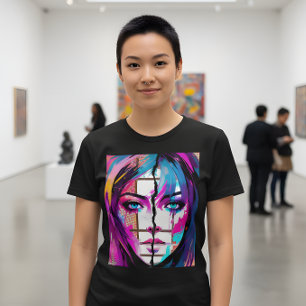 Neon Ziel   Abstracte Pop Art Portret T-shirt