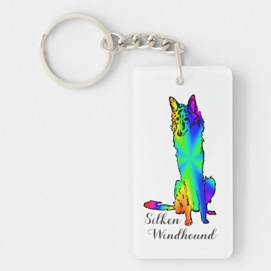 Neon Zijden Windhound  Sleutelhanger (Voorkant)
