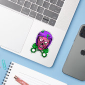 Neon Zombie Biker Schedel Kruis Zuigers Sticker (Laptop met iPhone)