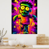 Neon Zombie - Cartoon Pop Art Halloween Monster Poster (Keuken)