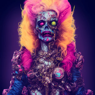 Neon Zombie Queen Vierkante Sticker