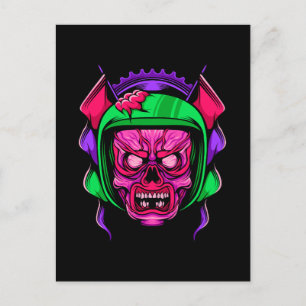 Neon Zombie Rijder Schedel Kunst Briefkaart