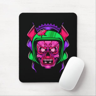 Neon Zombie Rijder Schedel Kunst Muismat