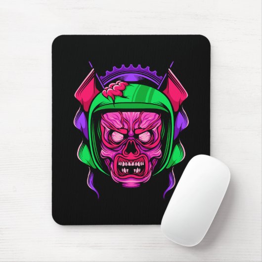 Neon Zombie Rijder Schedel Kunst Muismat (Met muis)