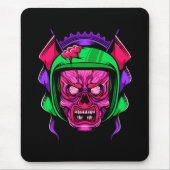 Neon Zombie Rijder Schedel Kunst Muismat (Voorkant)