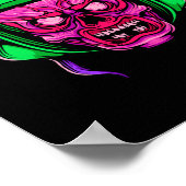 Neon Zombie Rijder Schedel Kunst Poster (Hoek)