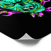 Neon Zombie Schedel Biker Helm Design Poster (Hoek)