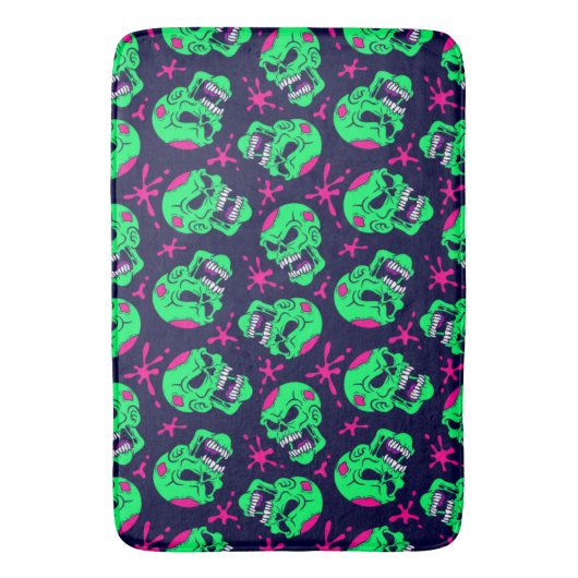 Neon Zombie Skulls Pattern Badmat (Voorkant Verticaal)
