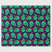 Neon Zombie Skulls Pattern Cadeaupapier (Vlak)