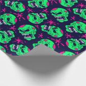 Neon Zombie Skulls Pattern Cadeaupapier (Hoek)
