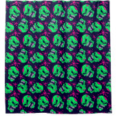 Neon Zombie Skulls Pattern Douchegordijn (Voorkant)