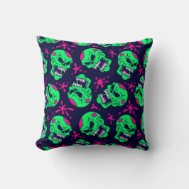 Neon Zombie Skulls Pattern Kussen