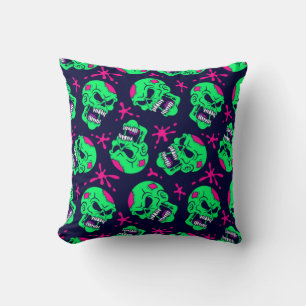 Neon Zombie Skulls Pattern Kussen