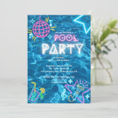 neon zomer Pool Party Verjaardag Kaart (Staand voorkant)