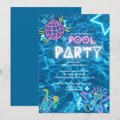 neon zomer Pool Party Verjaardag Kaart (Voorkant / Achterkant)