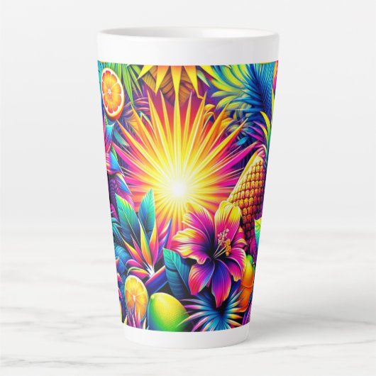 Neon Zomersymfonie Latte Mok (Voorkant)
