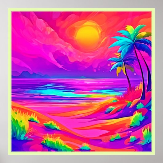 Neon Zon & Strand Bliss Poster (Voorkant)