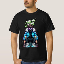 NEON ZONE – Cyberpunk Chill Crew Grafische T-Shirt