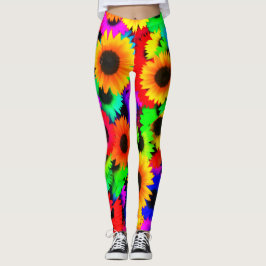 Neon Zonnebloemen 1960's Hippy Leggings