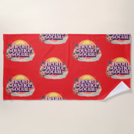 Neon Zonnewende Sociale Retro | Vintage Pastelkleu Strandlaken