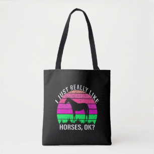 Neon zonsondergang Ik hou echt van paarden Tote Bag