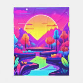 Neon Zonsondergang Landschap Fleece Deken (Voorkant)