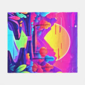 Neon Zonsondergang Landschap Fleece Deken (Voorkant (Horizontaal))