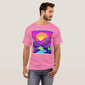 Neon Zonsondergang Landschap T-shirt (Voorkant volledig)