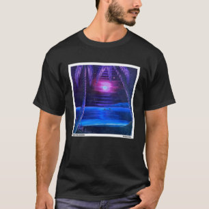 Neon zonsondergang op het strand Natuur Landscape T-shirt