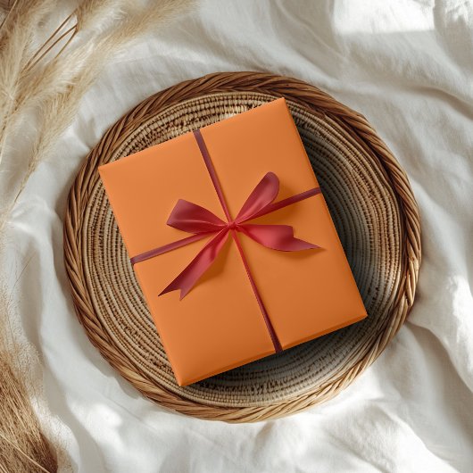 Neon Zonsondergang Oranje Stevige Kleur | Klassiek Cadeaupapier