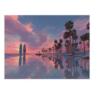 Neon Zonsondroom Palm Kunst Perfect Poster