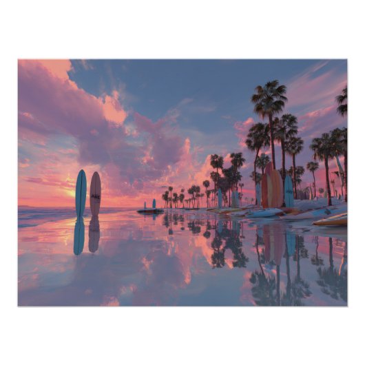 Neon Zonsondroom Palm Kunst Perfect Poster (Voorkant)