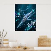 Neon Zwaardvis Snelheid Stroom Poster (Keuken)