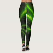 Neon Zwart Groen Abstract Patroon Leggings (Achterkant)