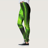 Neon Zwart Groen Abstract Patroon Leggings (Links)