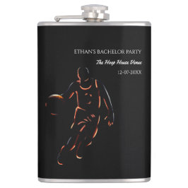 Neon zwart oranje basketbal themapartij weekend heupfles