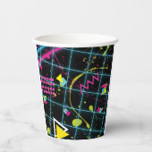 Neon Zwart Retro 80's 90's Verjaardagsfeestje  Papieren Bekers (Voorkant)