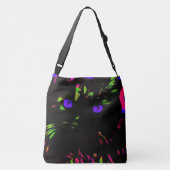 Neon zwarte kat met gloeiende ogen crossbody tas (Achterkant)