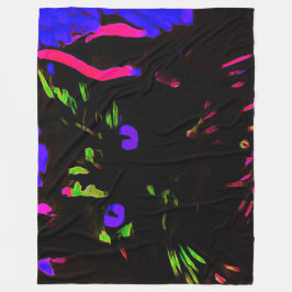 Neon zwarte kat met gloeiende ogen fleece deken