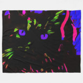 Neon zwarte kat met gloeiende ogen fleece deken (Voorkant (Horizontaal))